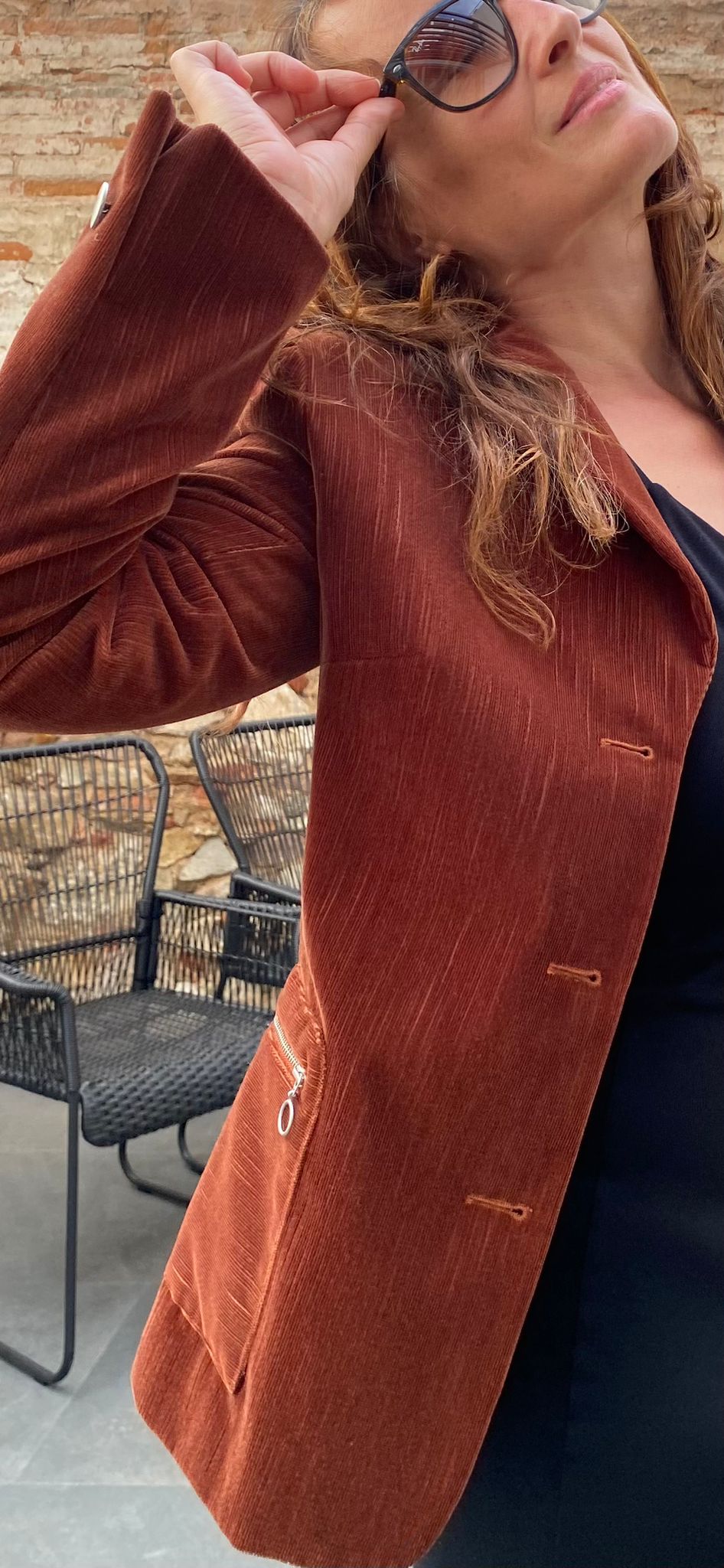 Blazer terciopelo burdeos