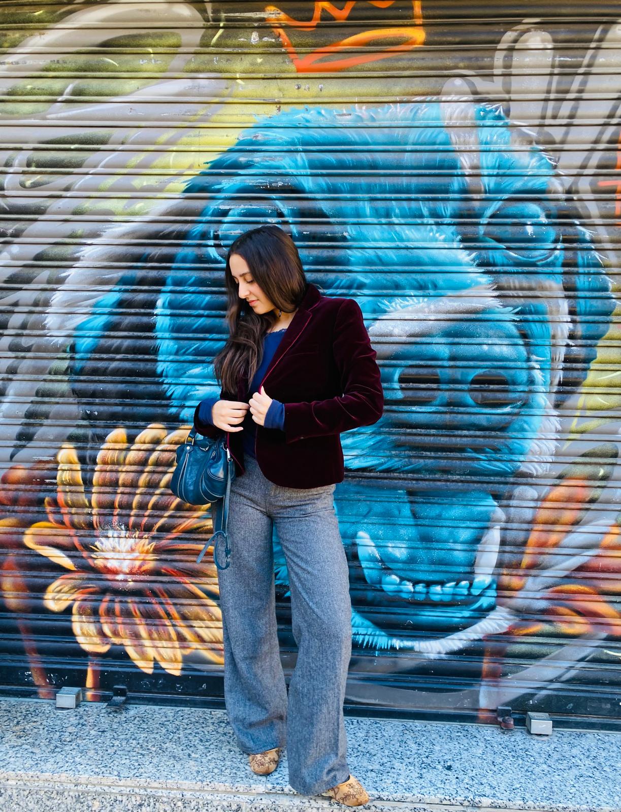 Burgundy velvet blazer