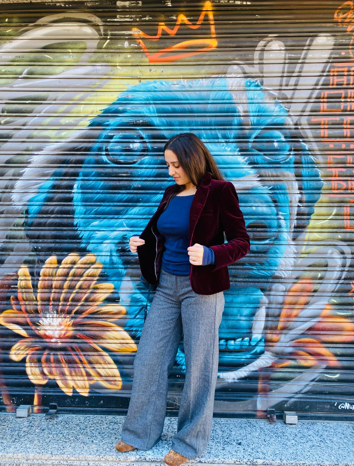 Burgundy velvet blazer