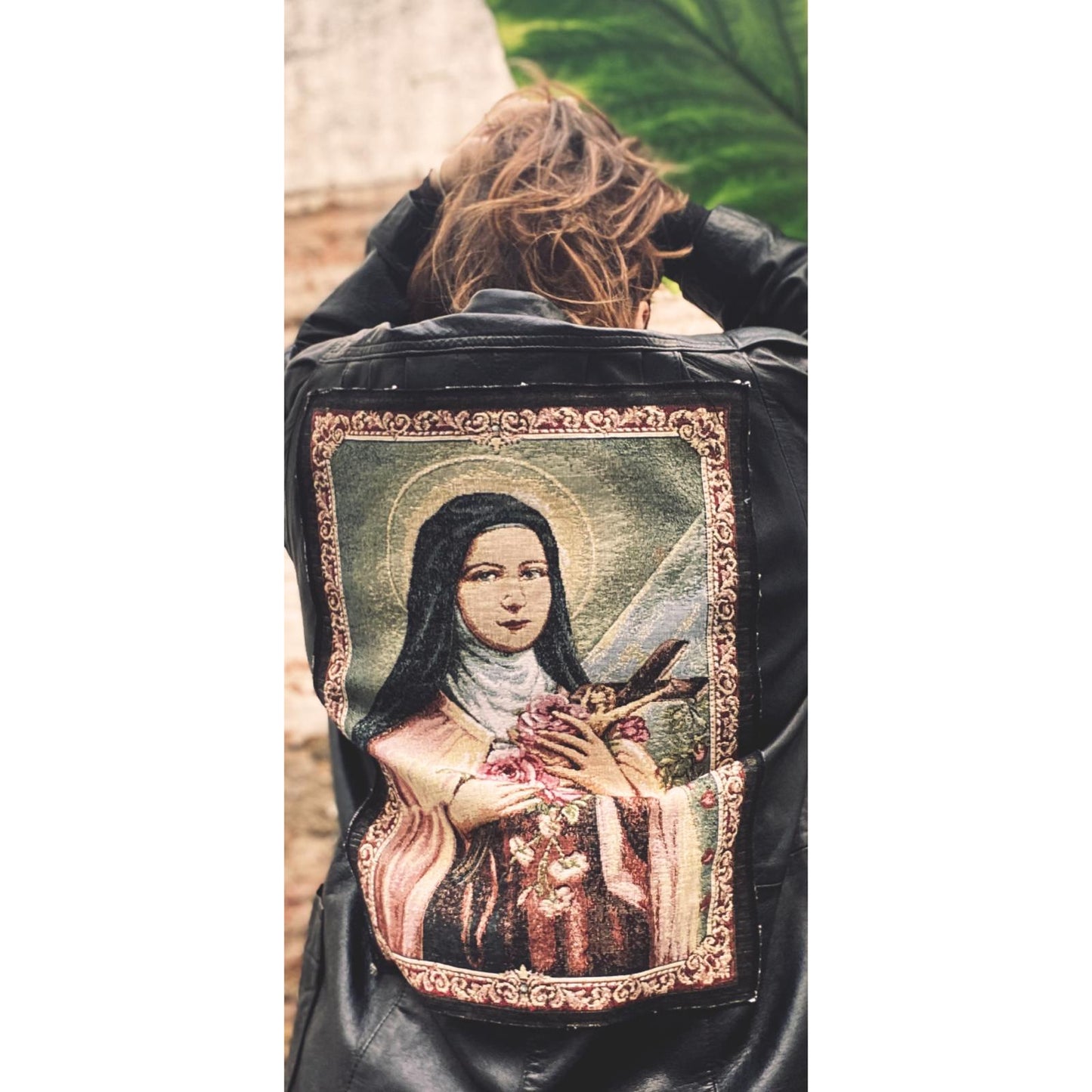 Oversize leather jacket "Santa Lucía"